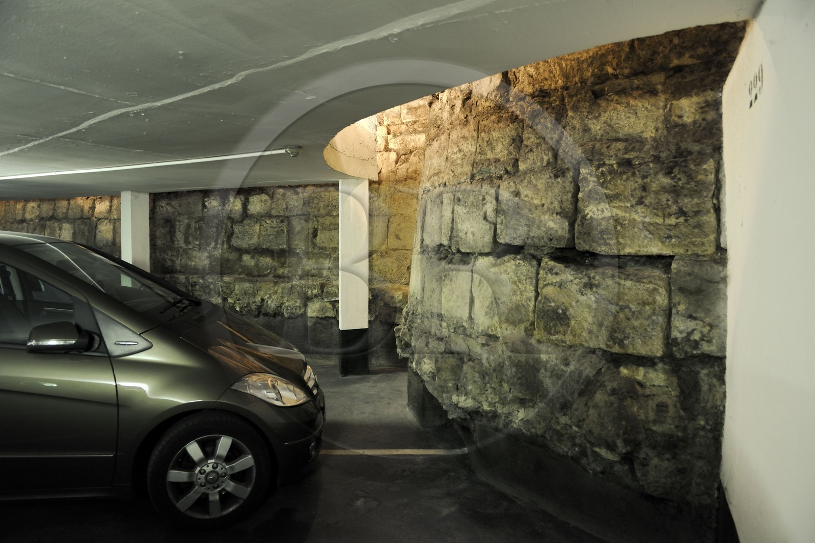 France, Paris, Philippe Auguste's surrounding wall in an underground car park of Mazarine street