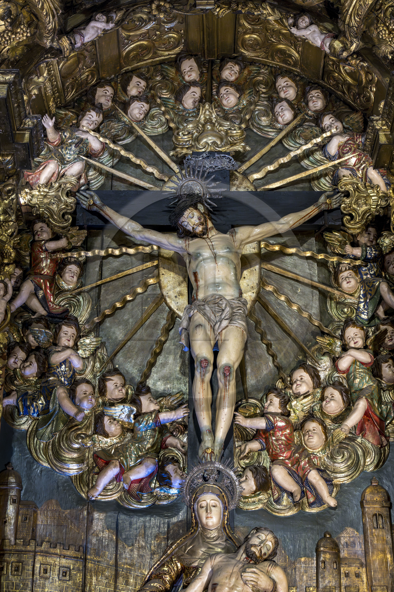 Portugal, Lisbonne, Bairro Alto, église Saint-Roch (Igreja de Sao Roque) du XVIème siècle, Christ en Croix