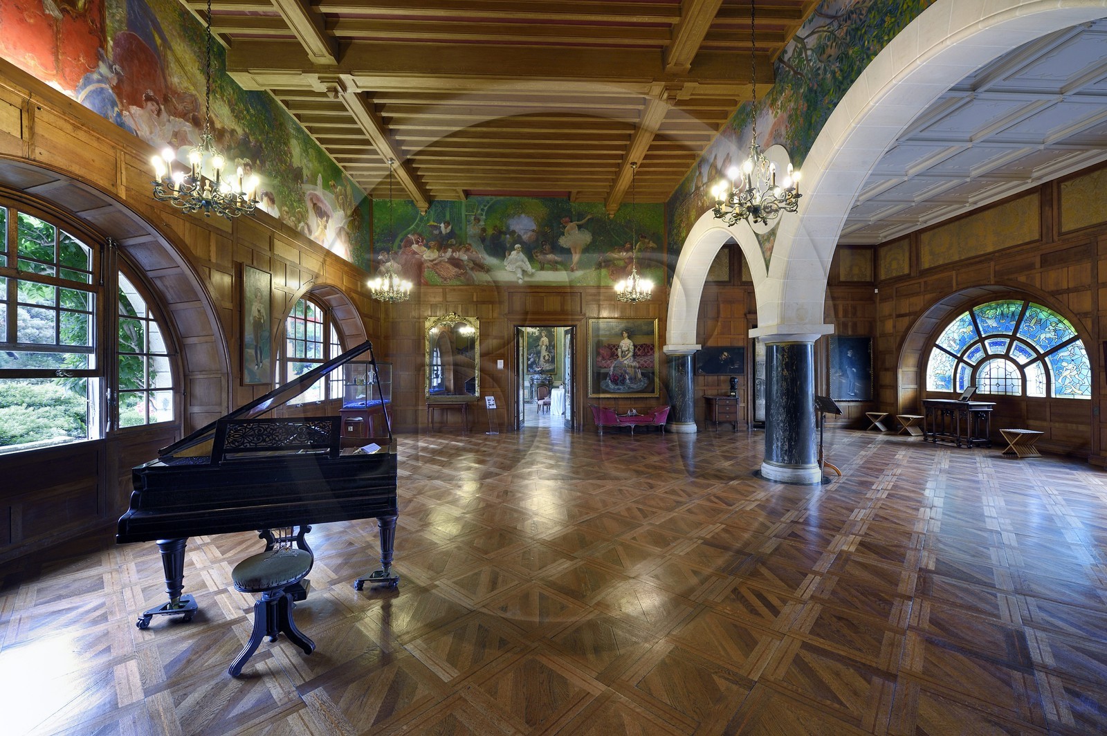 France, Pyrénées-Atlantiques (64), Pays-Basque, Cambo-les-Bains, la Villa Arnaga, musée et maison d'Edmond Rostand, le Grand Hall