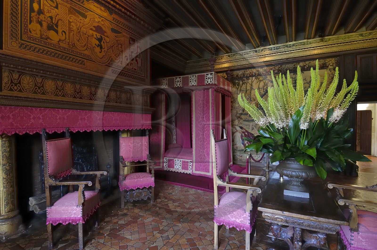 France, Indre et Loire, Chateau de Chenonceau of Renaissance style built between 1513 and 1522, Cesar of Vendome's bedroom