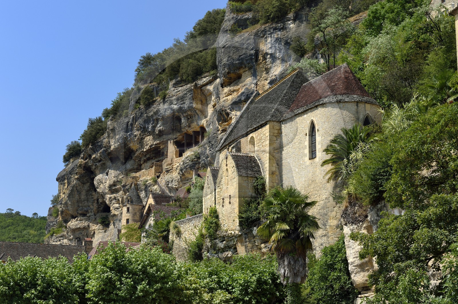 France, Dordogne (24), Périgord Noir, vallée de la Dordogne, La Roque-Gageac, labellisé Les Plus Beaux Villages de France, église Notre-Dame de La Roque-Gageac