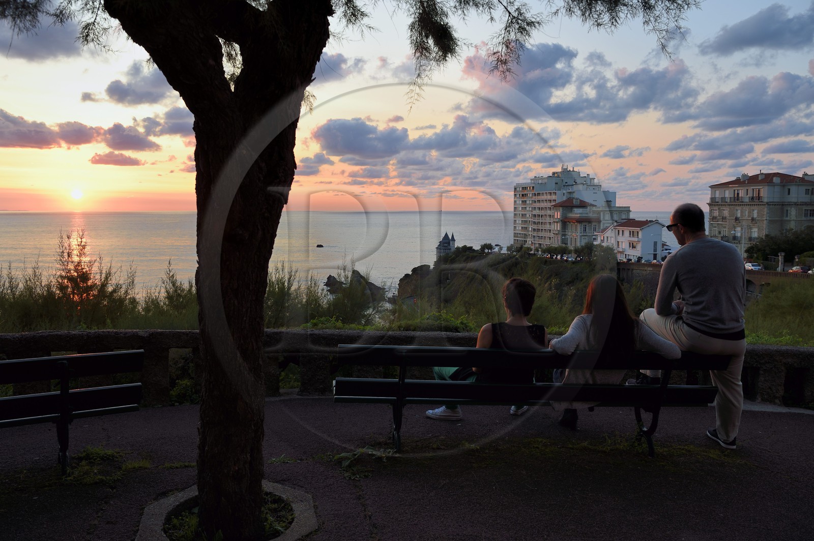 France, Pyrenees Atlantiques, Basque Country, Biarritz, sunset from the perspective of the Cote des Basques