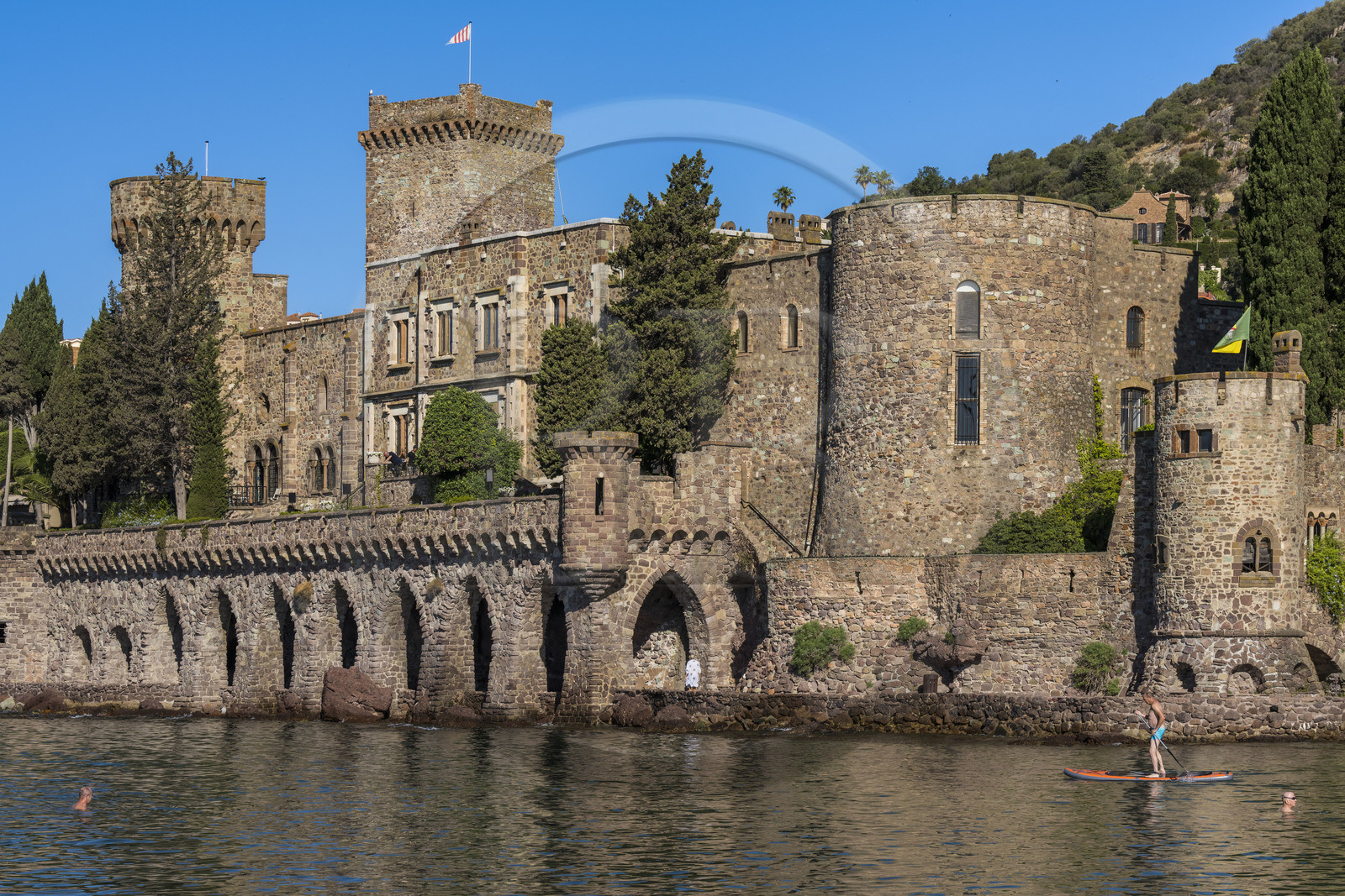 France, Alpes-Maritimes (06), Mandelieu-la-Napoule, chateau de La Napoule (XII-XIXe siècle) reconstruit en grande partie au début du XXème siècle par le couple américain Henry et Marie Clews, il abrite désormais le Clews Center for the Arts