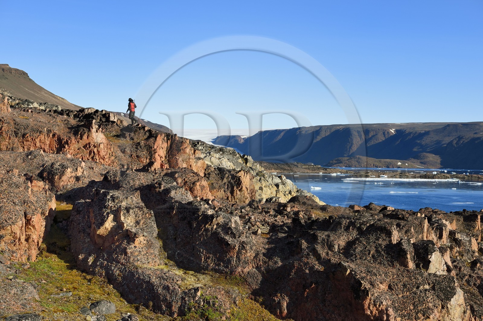 Greenland, North West coast, Smith sound north of Baffin Bay, Inglefield Land, hiking on the site of Etah in Foulke fjord, today abandoned Inuit camp that served as a base for several polar expeditions