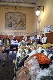 France, Var, Saint Tropez, fish market, lionfish on the stall