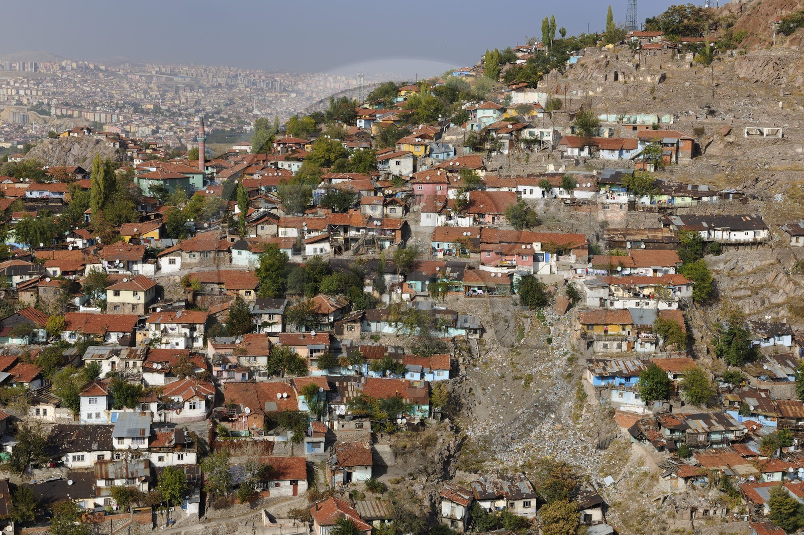 Turkey, Central Anatolia, Ankara, makeshift habitat area called gecekondu or houses made overnight