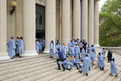 Etats-Unis, New York, Manhattan, remise de diplôme à l'université Columbia, devant la bibliothèque