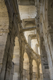France, Bouches du Rhone, Arles,  listed as World heritage by UNESCO, the exterior gallery on the ground floor still partially covered with large monolithic slabs