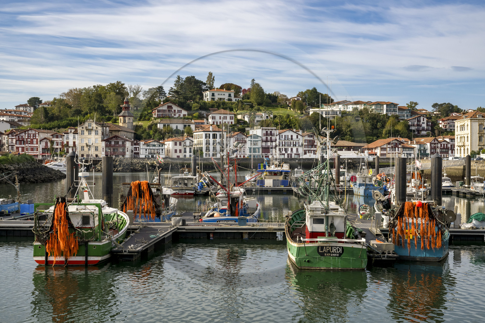 France, Pyrenees Atlantiques, Basque Country, Saint Jean de Luz, the fishing port and Ciboure in the background
