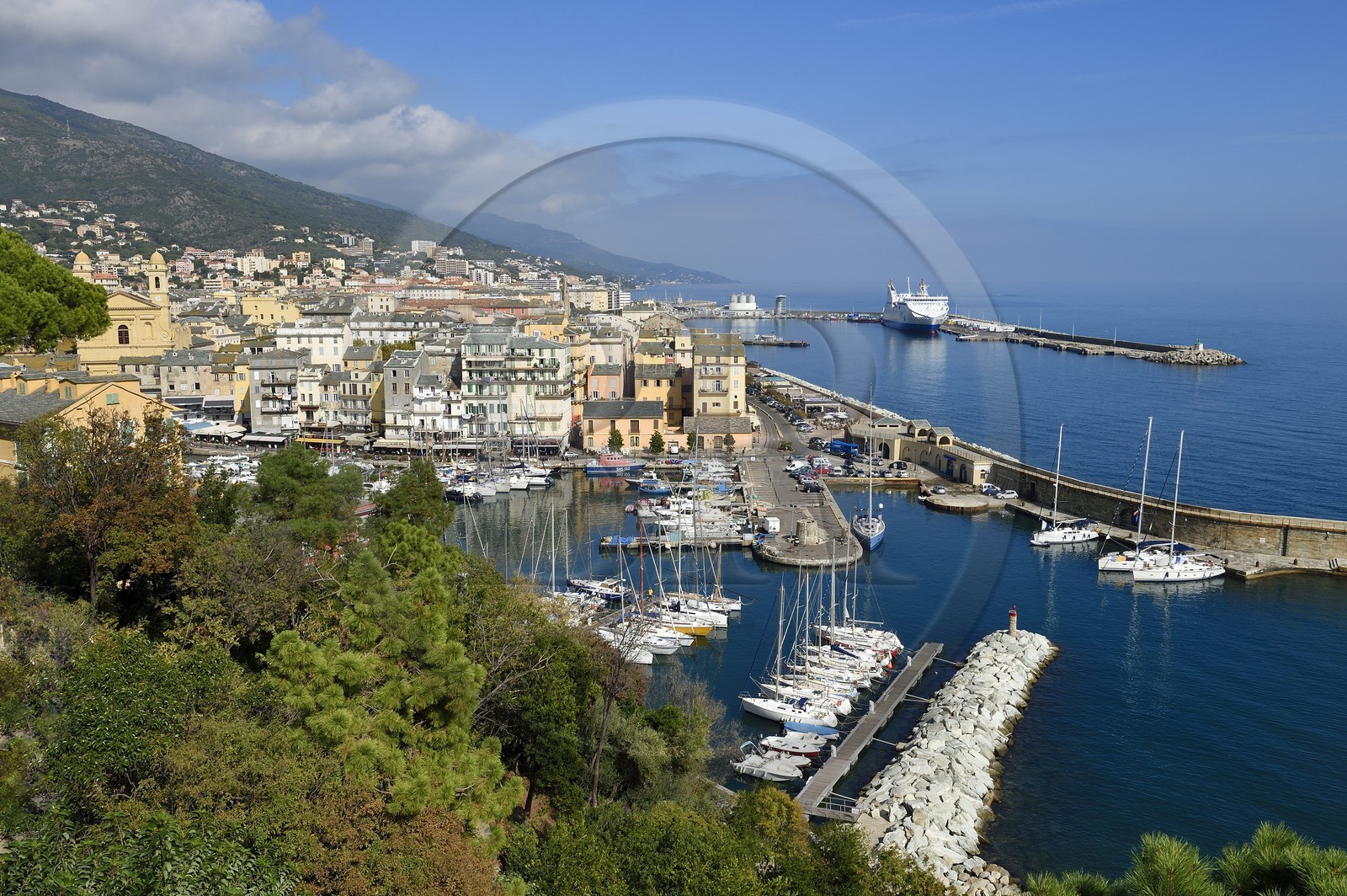 France, Haute-Corse (2B), Bastia, le Vieux-Port dominé par l'église Saint-Jean-Baptiste