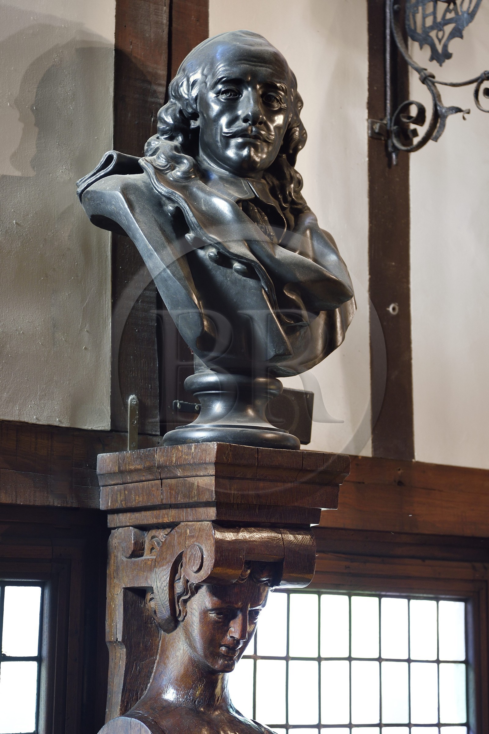 France, Seine Maritime, Rouen, Pierre Corneille museum, Pierre Corneille bust, bronze by Barbedienne after Caffieri marble