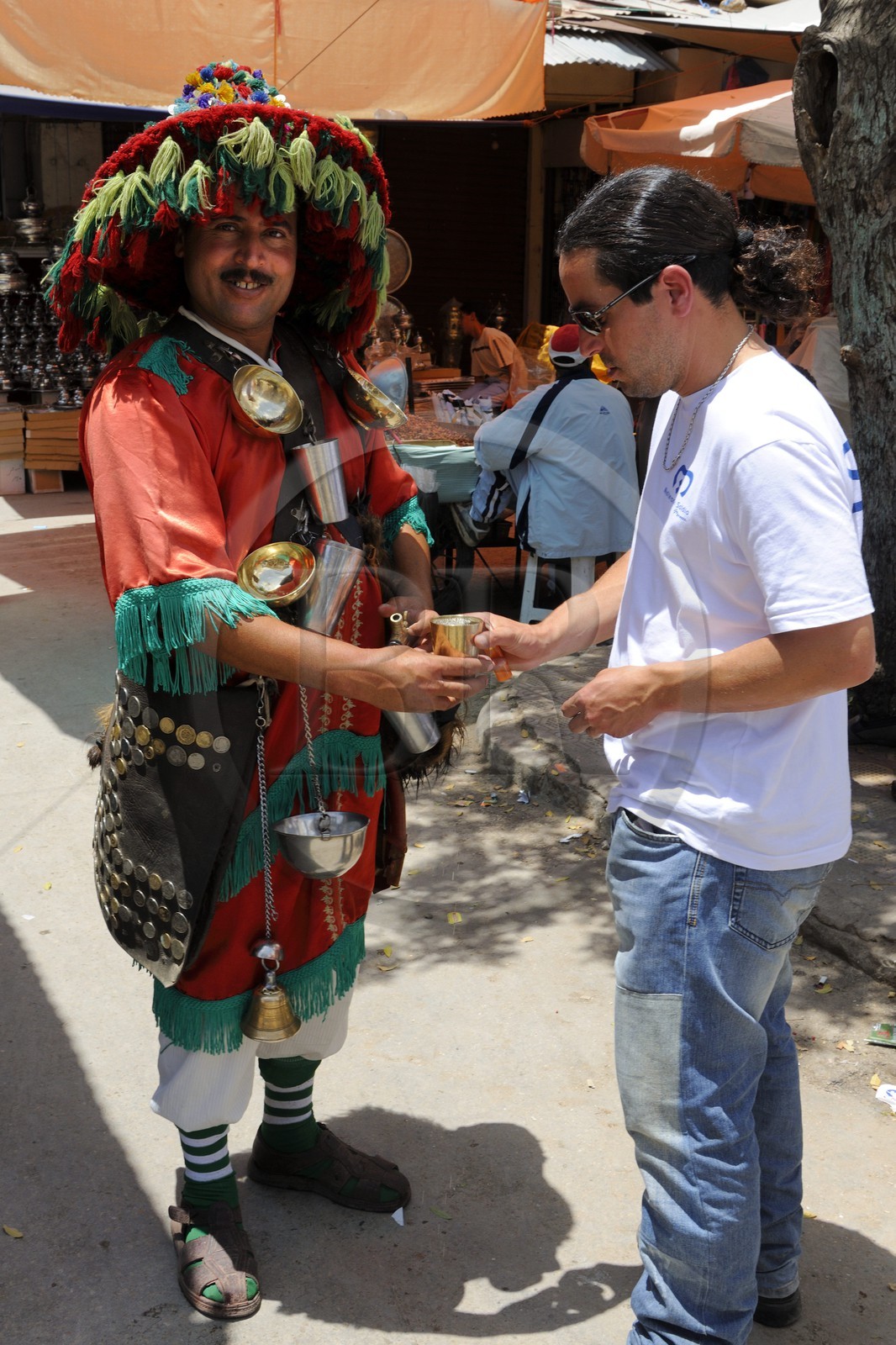 Morocco, Oriental Region, Oujda, medina, water seller in the souk