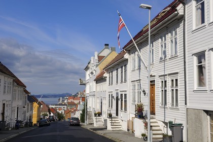 Norway, Hordaland, Bergen, wooden houses in the district of Sandviken in the heights