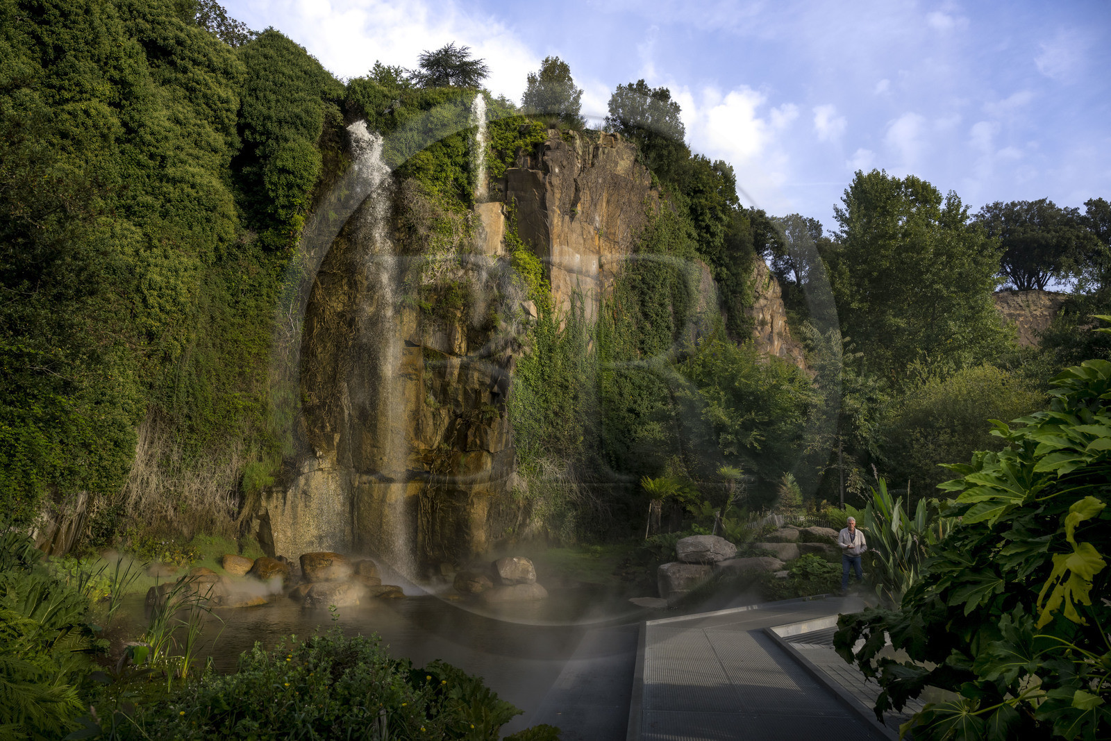 France, Loire Atlantique, Nantes, Chantenay district, the Extraordinary Garden, public park located in the former Misery Quarry with its 25 m high artificial waterfall