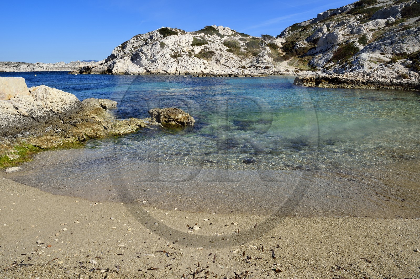 France, Bouches-du-Rhône (13), Marseille, Parc National des Calanques, Archipel des Iles du Frioul, Ile de Pomègues, calanque de la Crine