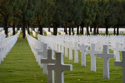 France, Meuse (55), le cimetière américain de Romagne-sous-Montfaucon, 14 246 américains ayant combattu lors de la Première Guerre mondiale y sont enterrés, tombe juive au milieu de tombes chrétiennes