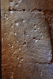 France, Charente-Maritime, La Rochelle, the Porte Royale (Royal Gate) built between 1706 and 1723, English prisoners graffiti in the guard room