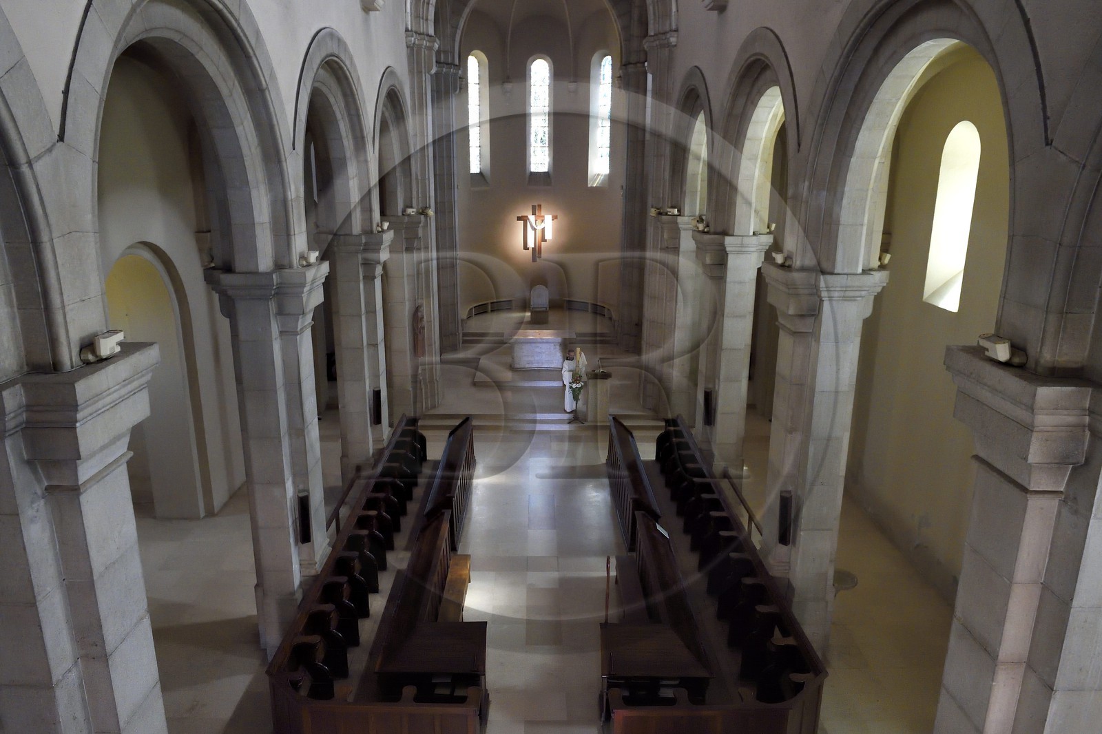 France, Alpes-Maritimes, Lerins Islands, Saint-Honorat island, Abbey of Lerins, the abbey church and monastery
