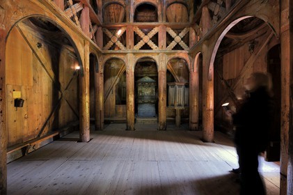 Norway, Sogn Og Fjordane County, Borgund, inside of the wooden stave church called stavkirker or stavkirke built in 1130