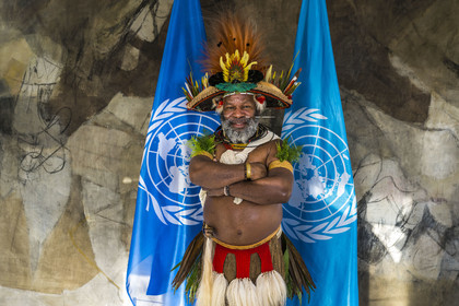 France, Paris (75), siège de l'UNESCO, conférence à l'Université de la Terre du 25 novembre 2022, le chef Papou Mundiya Kepanga