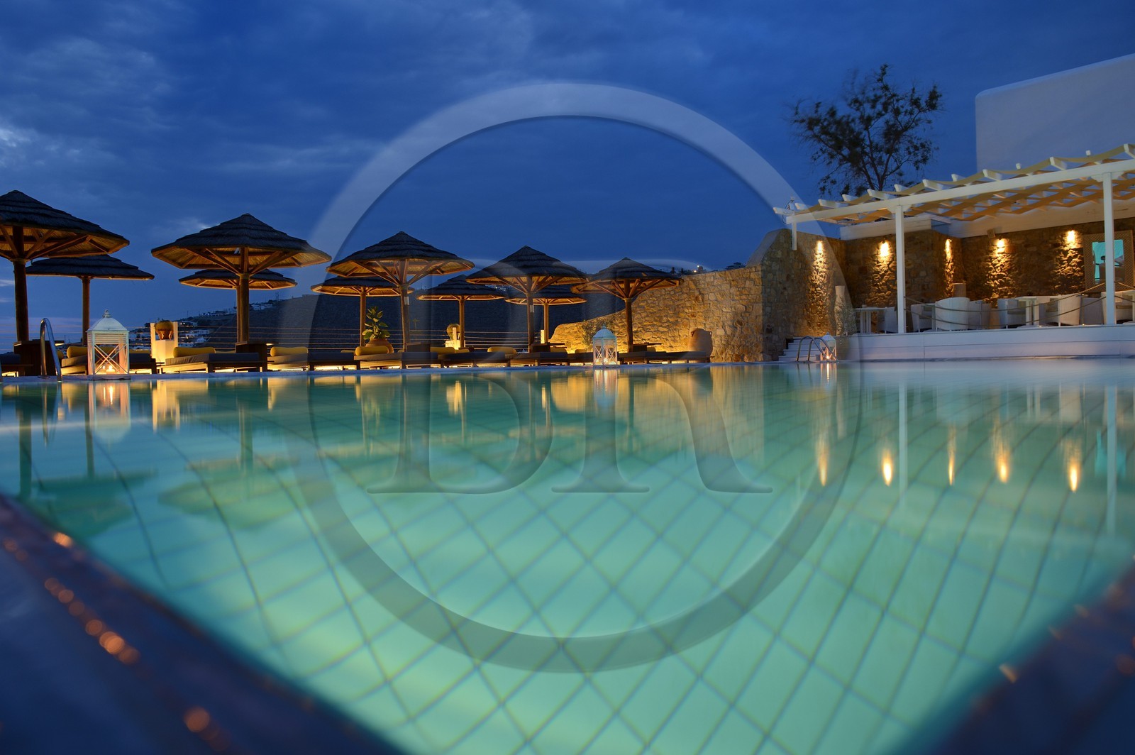 Grèce, Les Cyclades, mer Égée, île de Mykonos, village de Platis Gialos, l'hôtel Relais & Châteaux Myconian Ambassador Thalasso Spa