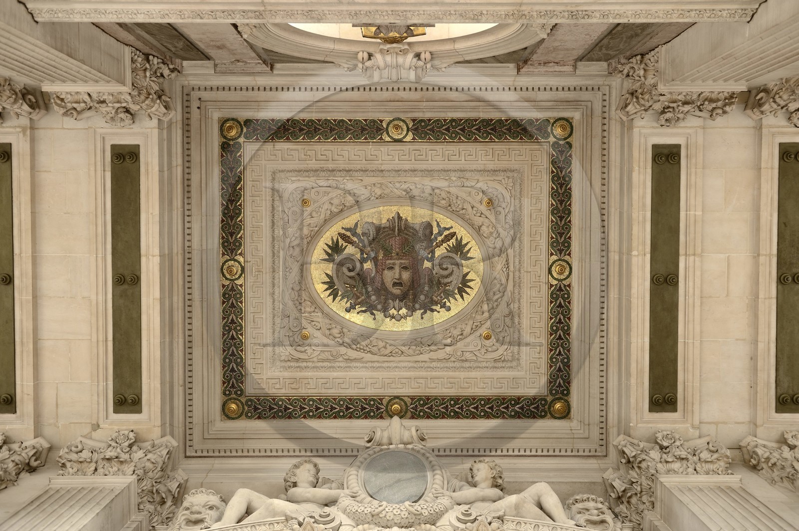 France, Paris, Garnier Opera, detail of the ceiling of the terrace from the South Facade