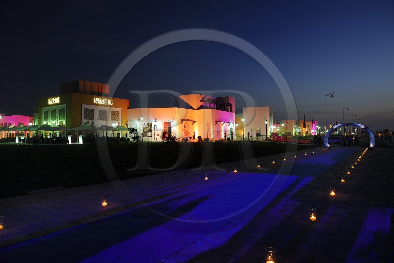 Morocco, Oriental Region, Mediterrania Saidia Seaside Resort, Medina Saidia Shopping arcade built as a traditional medina