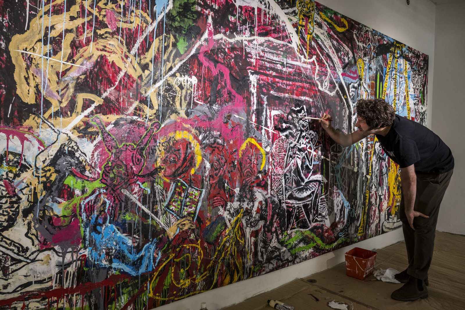 France, Alpes-Maritimes, Cannes, the artist Orsten Groom during his exhibition at the Suquet des Artistes in 2022