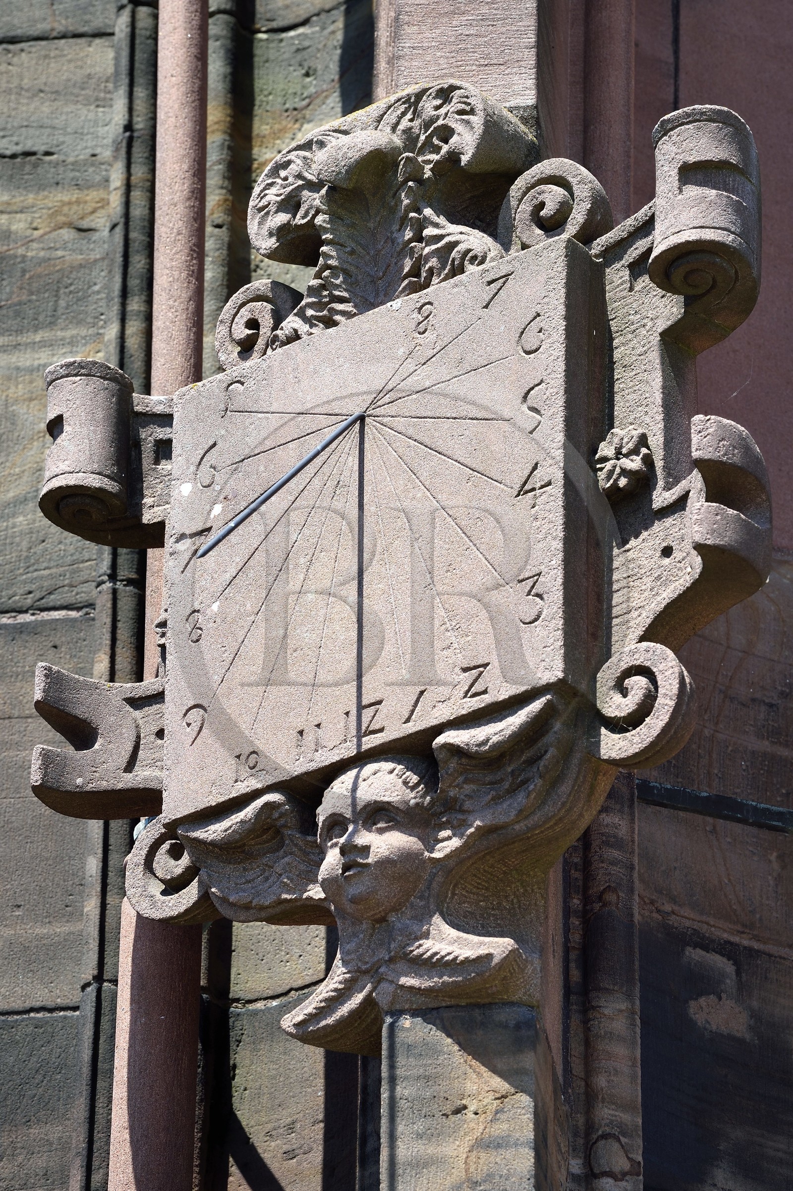 France, Bas Rhin, Strasbourg, old town listed as World Heritage by UNESCO, Notre Dame Cathedral, sundial on the platform