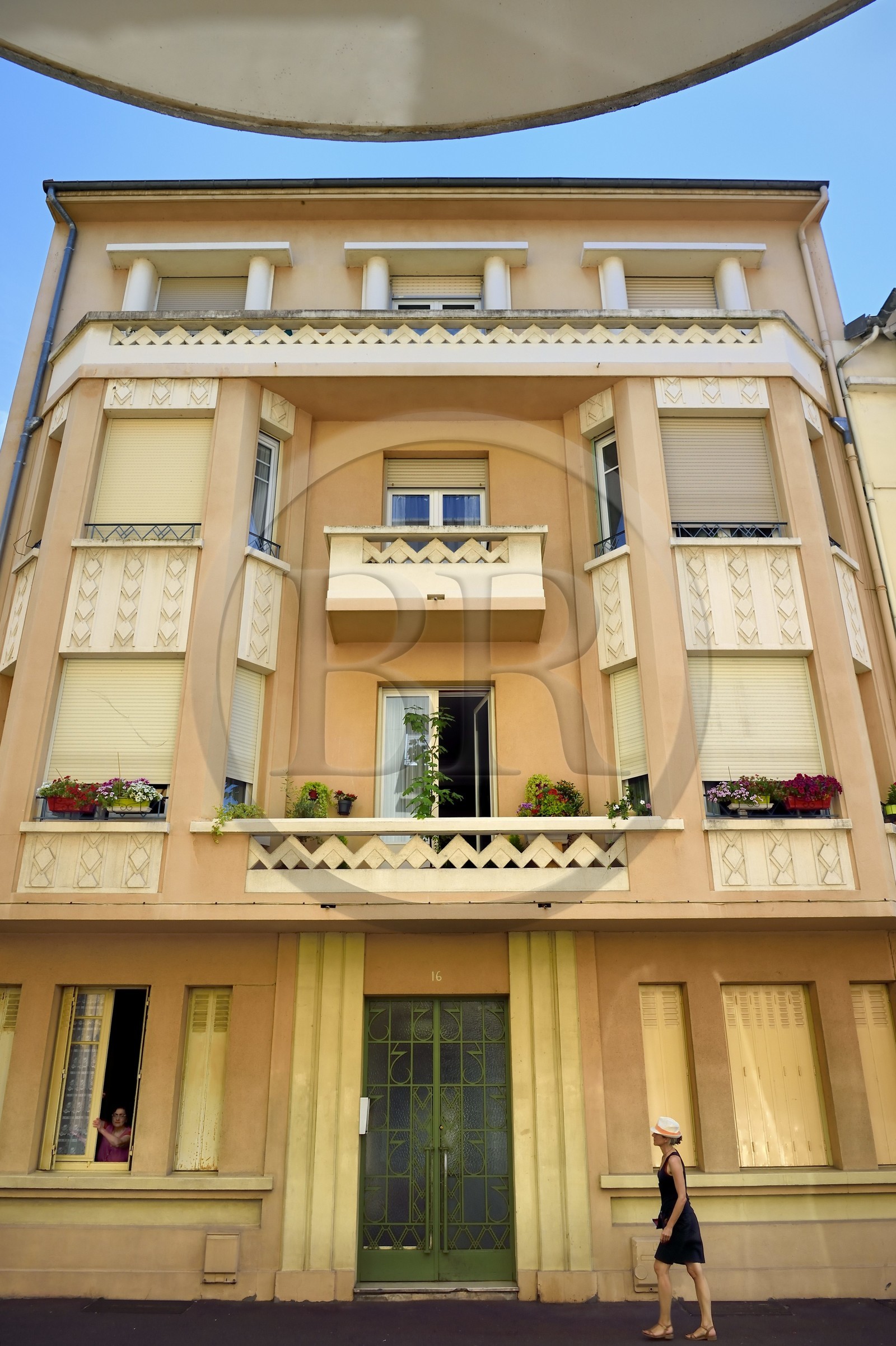 France, Allier (03), Vichy, Art Deco style building by architect Mazon at 16 rue Nicolas Larbaud