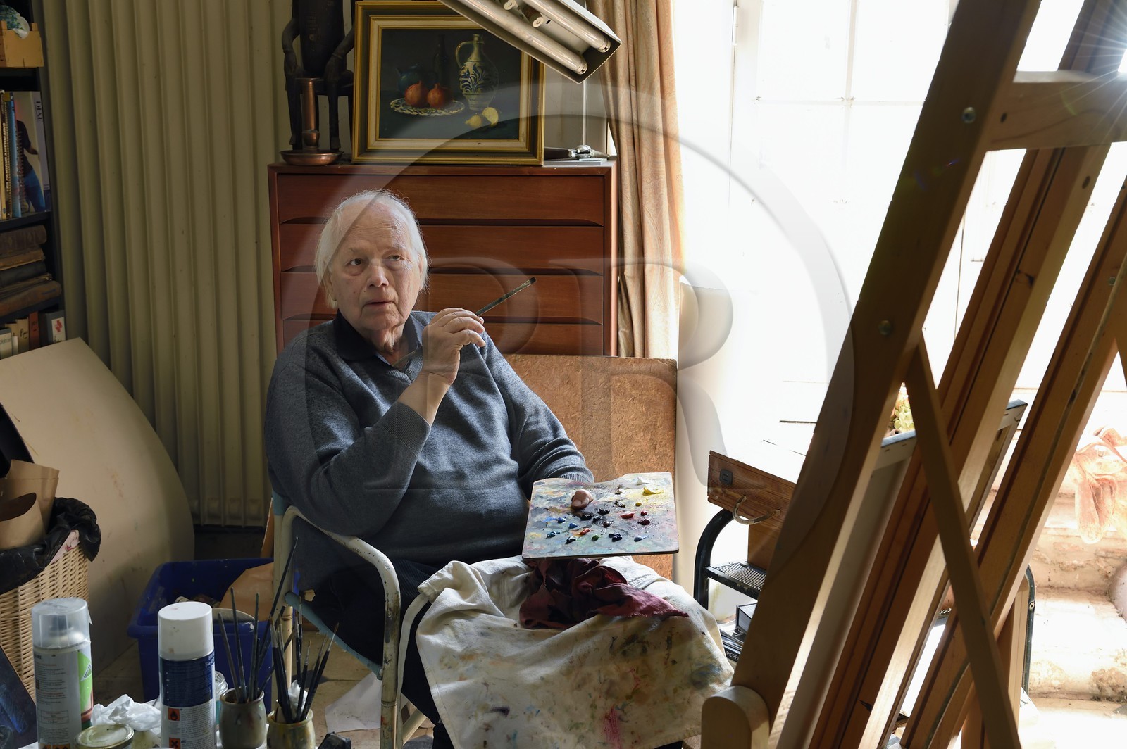 France, Yvelines (78), Montchauvet, dans l'atelier de l'artiste peintre Raoul Mouillard
