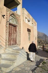 Sultanat d'Oman, Gouvernorat d'Al-Batina du Sud, Hajar occidental, Wadi Mistall, village de Wakan (Wukan), porte traditionelle omanaise