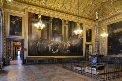 France, Yvelines, Chateau de Versailles, listed as World Heritage by UNESCO, Salle du Sacre (Coronation Room), painting of the Coronation of Napoleon by Jacques Louis David