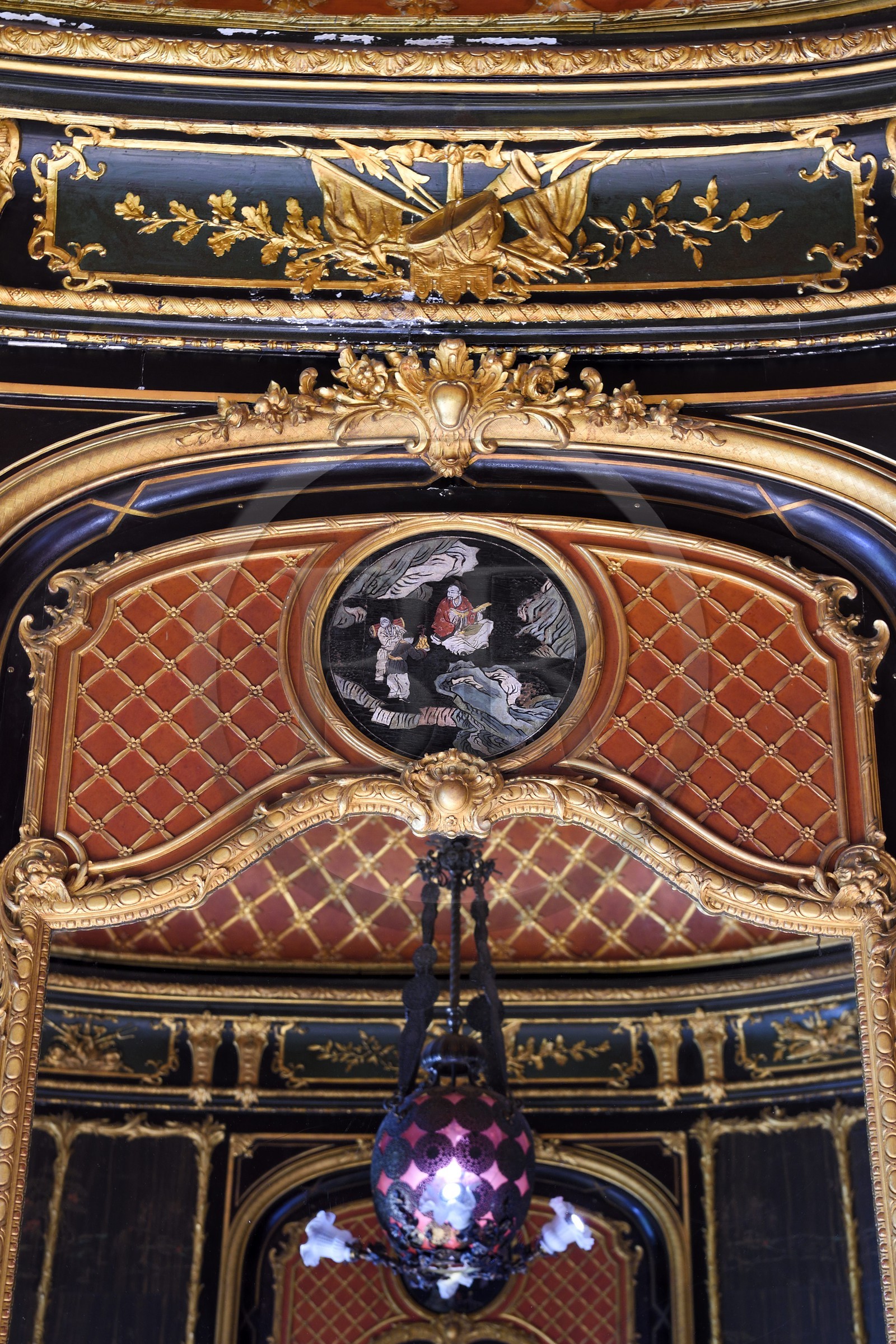 France, Pyrenees Atlantiques, Basque Country, Cambo les Bains, Villa Arnaga, the French author Edmond Rostand's house and museum, chinese style smoking room