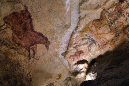 France, Dordogne (24), Périgord Noir, vallée de la Vezère, Montignac-sur-Vézère, Grotte de Lascaux II, reconstitution du site préhistorique et grotte ornée classés Patrimoine Mondial de l'UNESCO