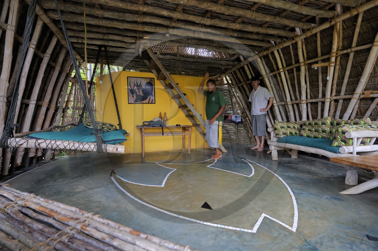 Tanzanie, archipel de Zanzibar, île de Unguja (Zanzibar), côte ouest, Eco-bungalows de la réserve naturelle de Chumbe Island Coral Park