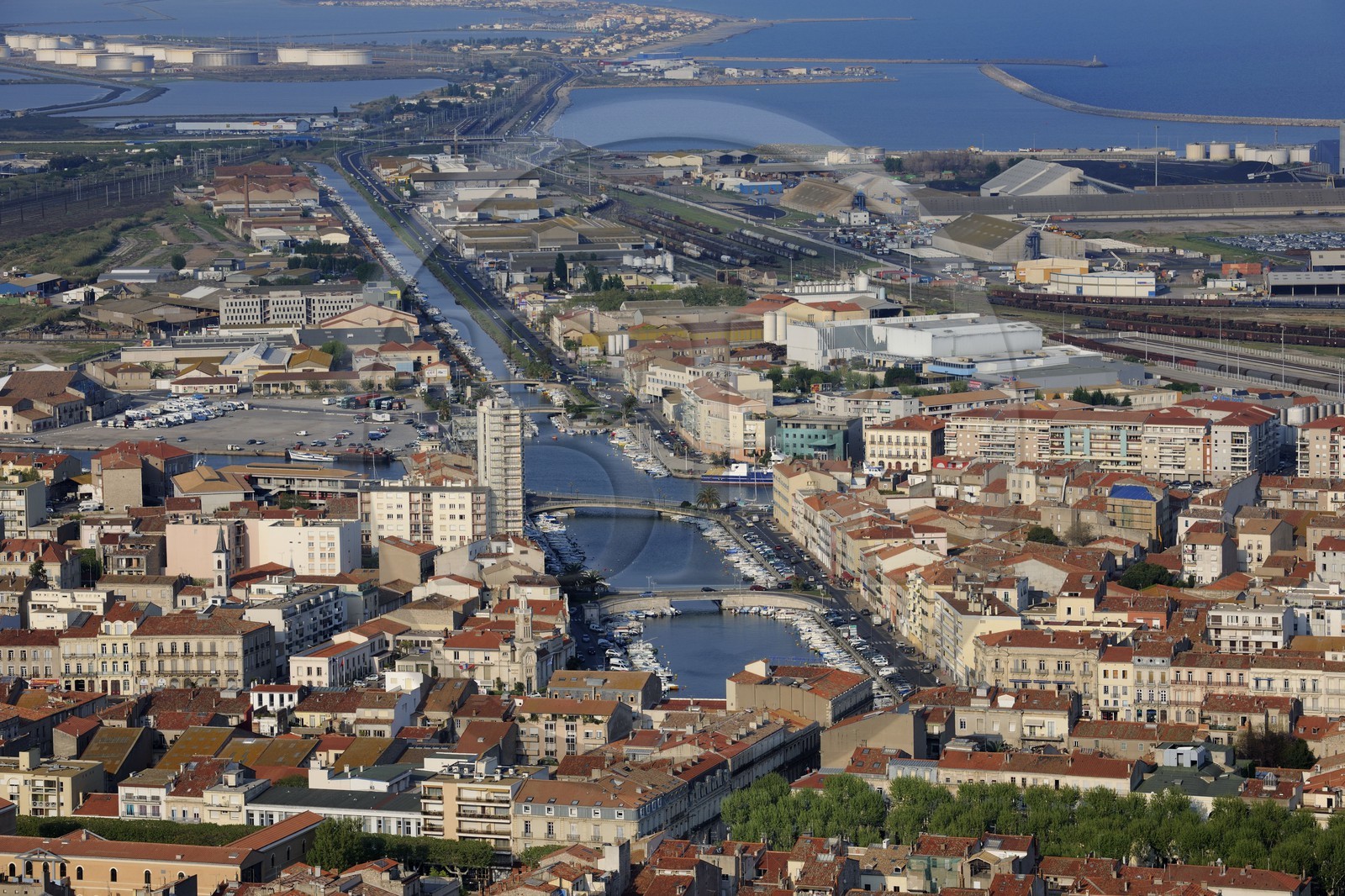 France, Hérault (34), Sète, point de vue de Notre Dame de la Salette, canal de la Peyrade