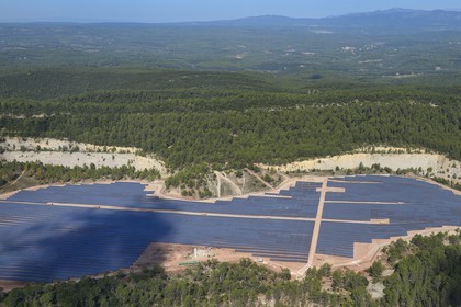 France, Var, photovoltaic panels solar park (aerial view)