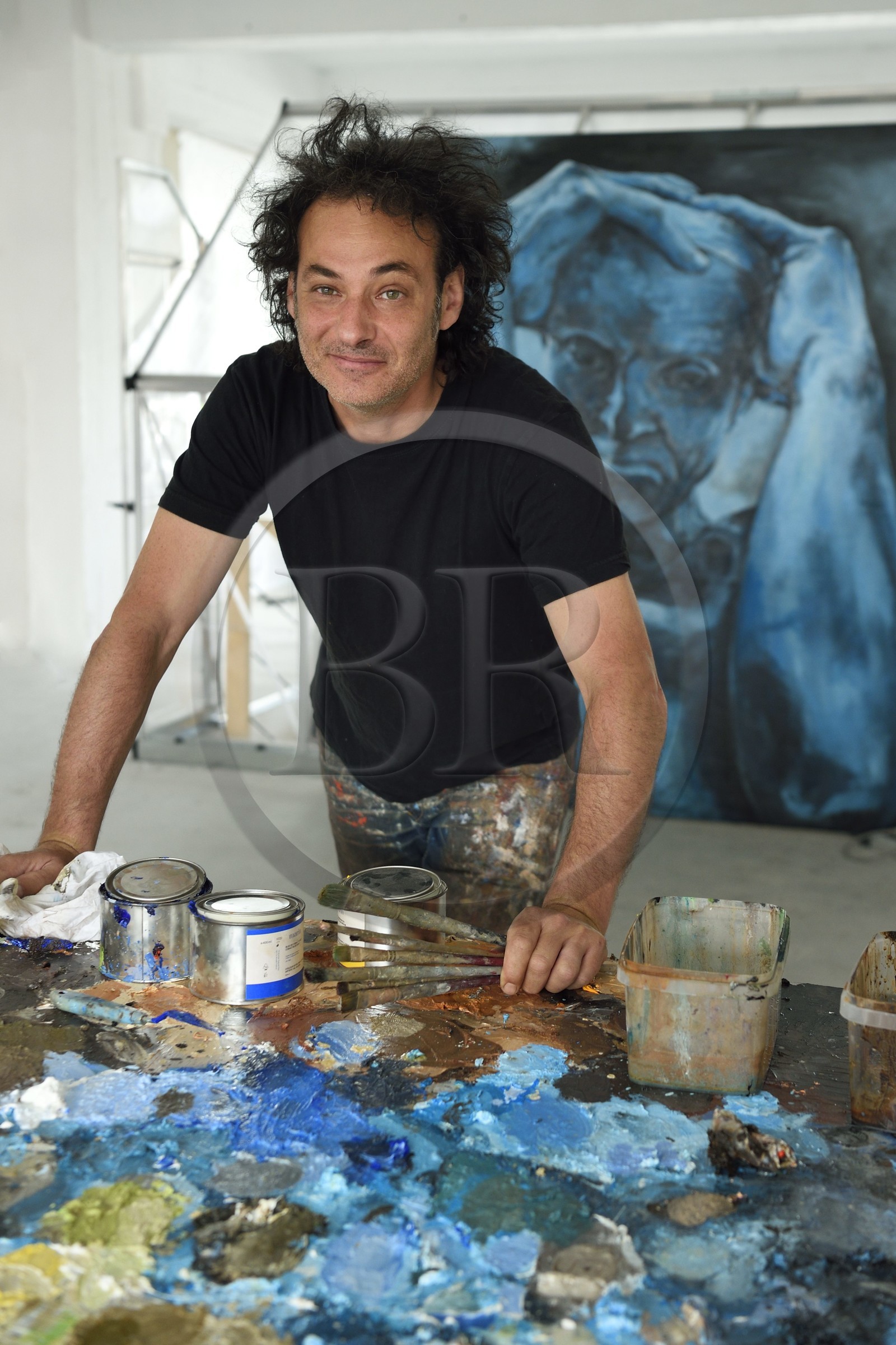 France, Val-de-Marne (94), Yvry-sur-Seine, Atelier de Fred Kleinberg, travail pour l'exposition Odyssée