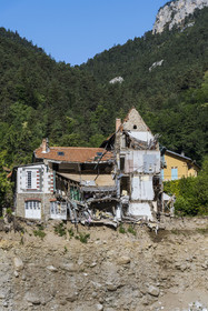 France, Alpes-Maritimes, Parc National du Mercantour (Mercantour national park), Haute Vesubie, Saint Martin Vesubie, the valley remains very affected by the storm Alex of October 2 2020, the house of Clos Joli swept away by the storm