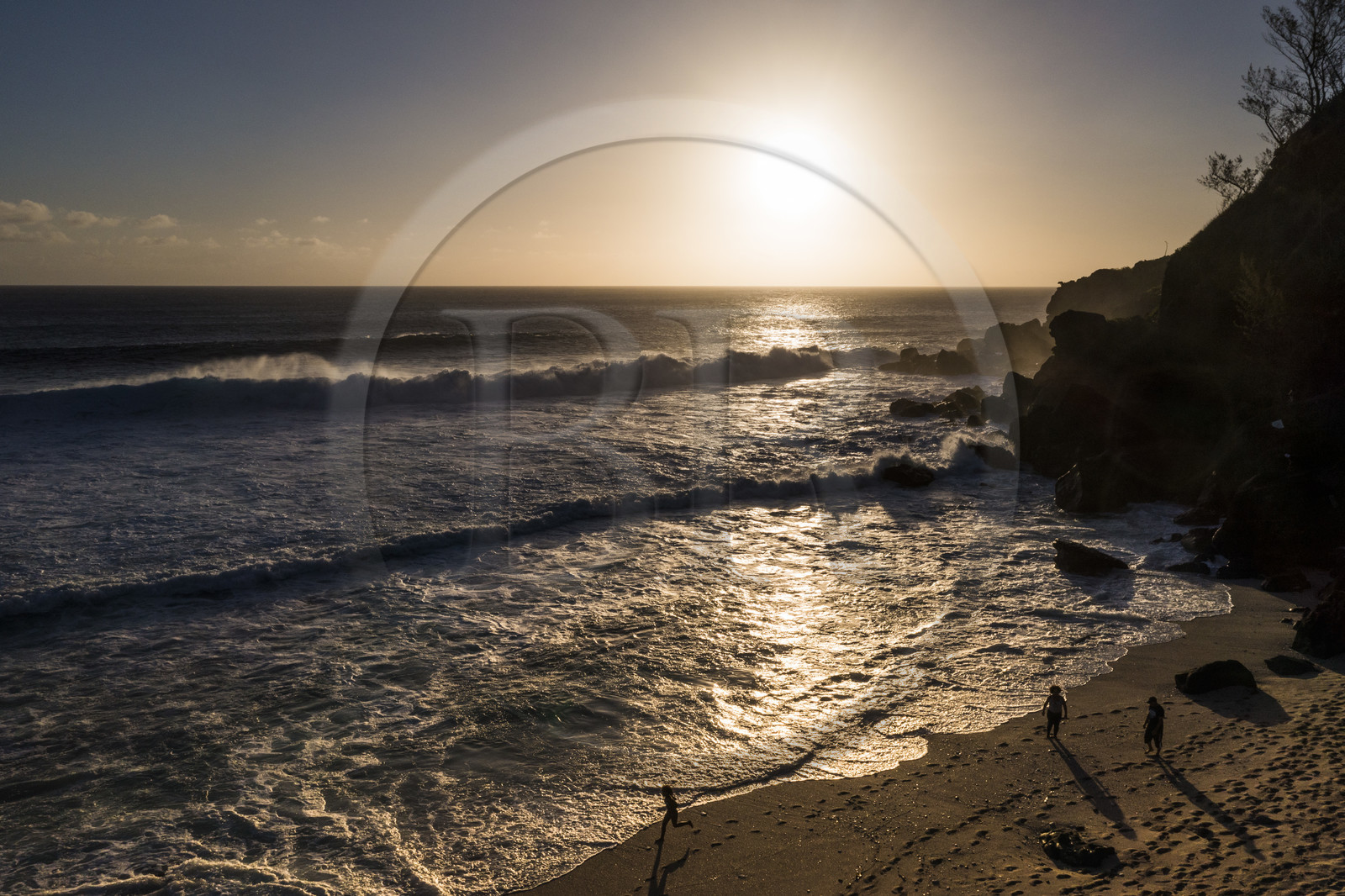 France, Reunion island (French overseas department), Petite-Ile on the southern coast, Grande Anse white sand beach (aerial view)