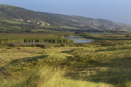 France, Manche (50), Cap de la Hague, dunes de l'anse de Vauville, la mare de Vauville
