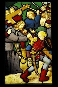 France, Paris, Musee du Moyen-Age (Middle Ages Museum), the former Hotel de Cluny, stained-glass from the chapel of Cluny