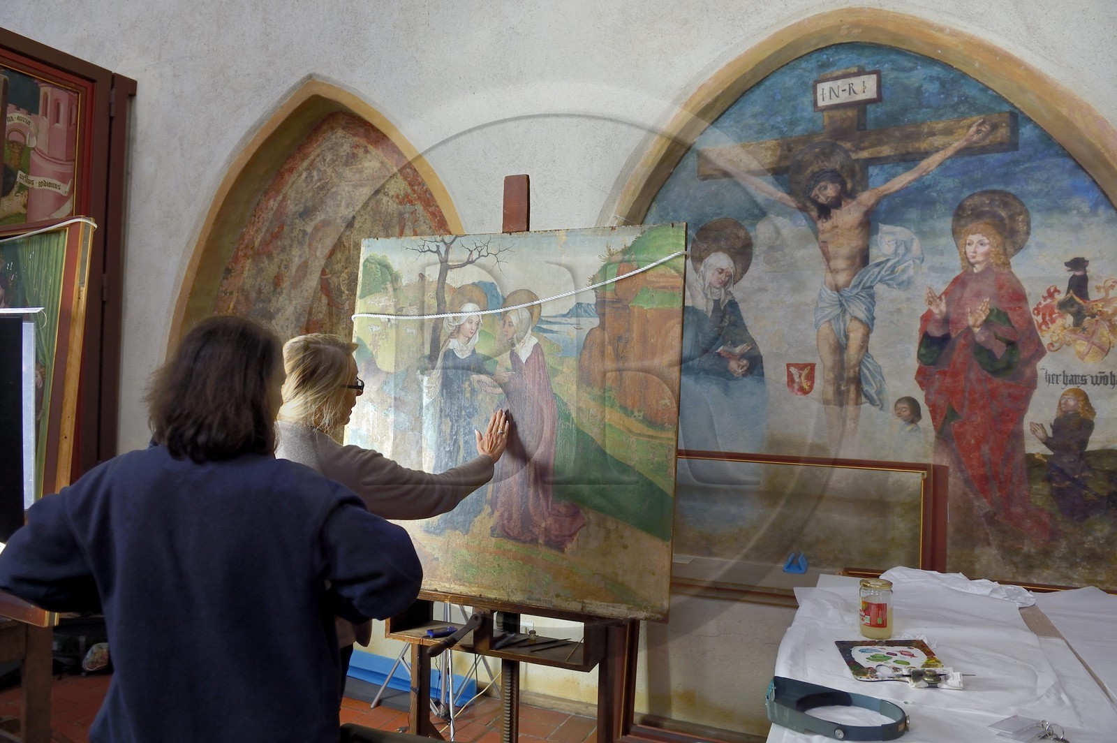 France, Haut Rhin, Colmar, Unterlinden Museum, restoration of Altarpiece of the Dominicans of Martin Schongauer