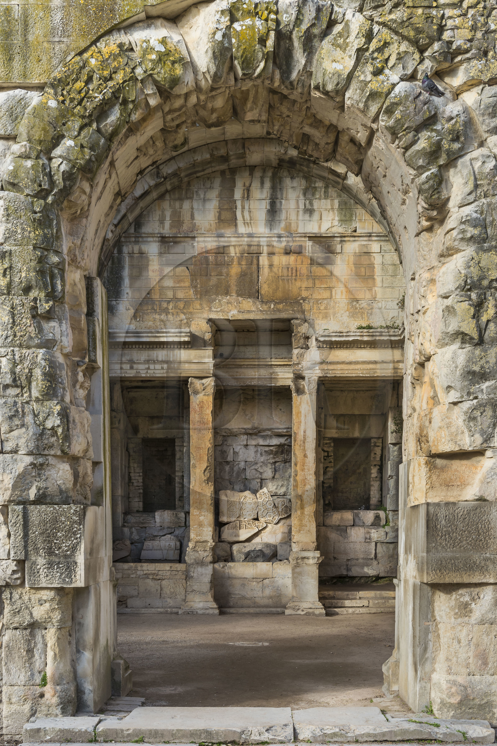 France, Gard (30), Nîmes, Jardins de la Fontaine, le temple de Diane vestige du grand sanctuaire de l'Augusteum dédié à Auguste