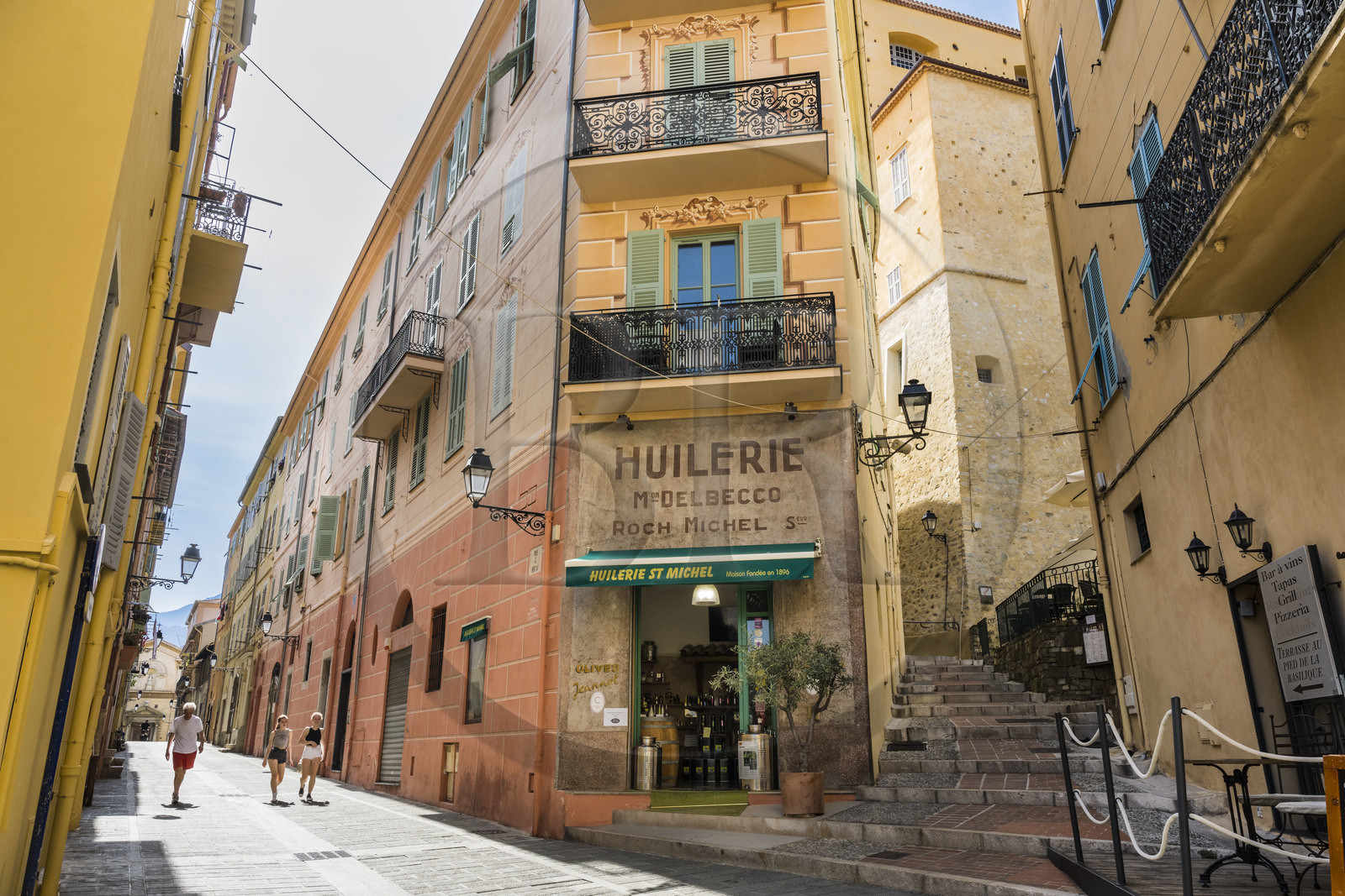 France, Alpes-Maritimes, Menton, old town, rue de Brea at the foot of the basilica