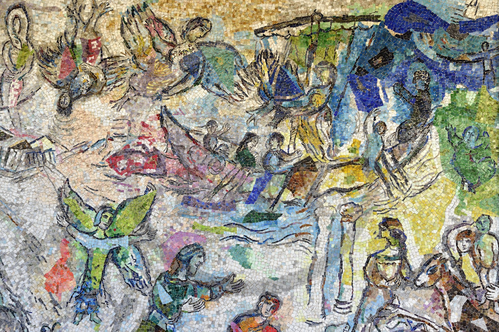 France, Alpes-Maritimes (06), Nice, Université de Nice Sophia-Antipolis, salle des Pas Perdus de la Faculté de Droit-Science Politique (Campus Trotabas), le Message d’Ulysse, fresque en mosaique de Marc Chagall