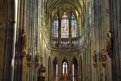 République Tchèque, Prague, centre historique classé Patrimoine Mondial de l'UNESCO, quartier de Hradcany, la cathédrale Saint-Guy à l'intérieur du chateau Royal
