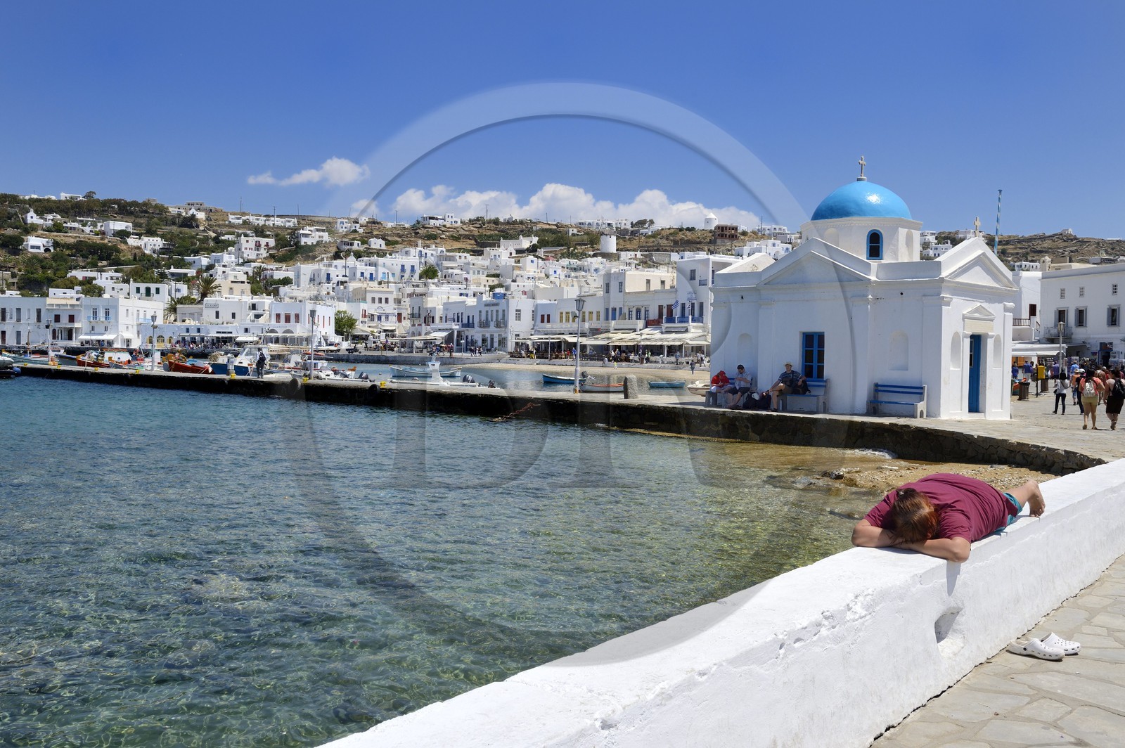 Grèce, Les Cyclades, mer Égée, île de Mykonos, Chora (Mykonos town), le vieux port