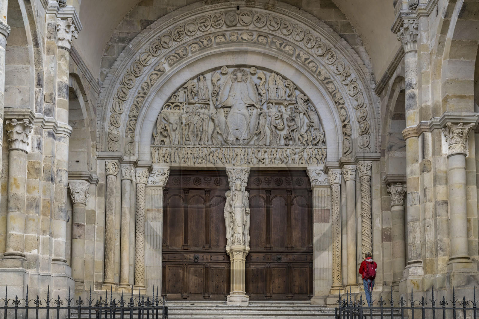 France, Saone et Loire, Autun, Saint Lazarus Cathedral, portal and tympanum of the Last Judgment made by Gislebertus